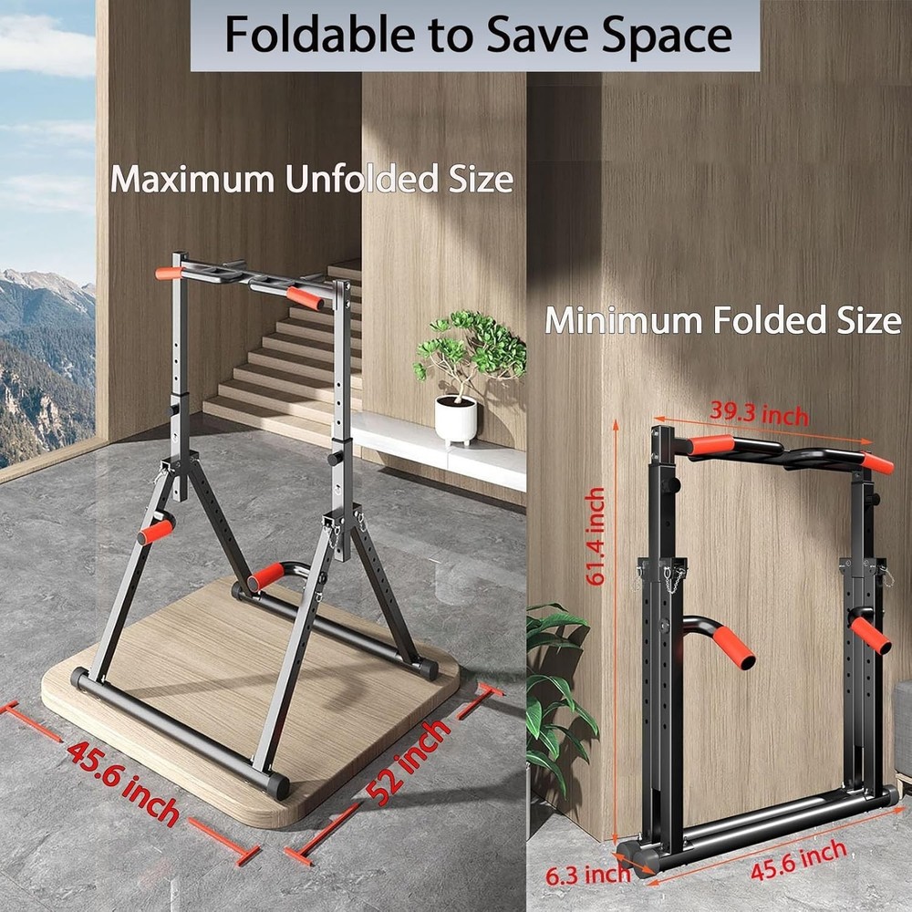 Power Tower Pull Up Bar Free Standing Adjustable Foldable Pull Up Station Home