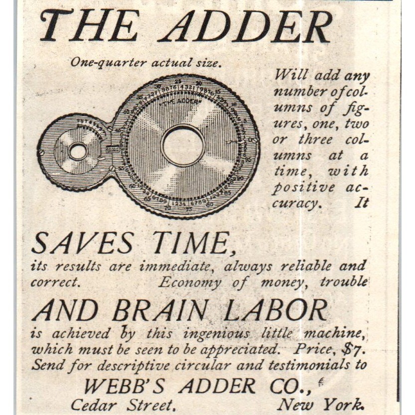 Webb's Adder Co Adding Machine NY c1890 Victorian Ad AE8-CH9