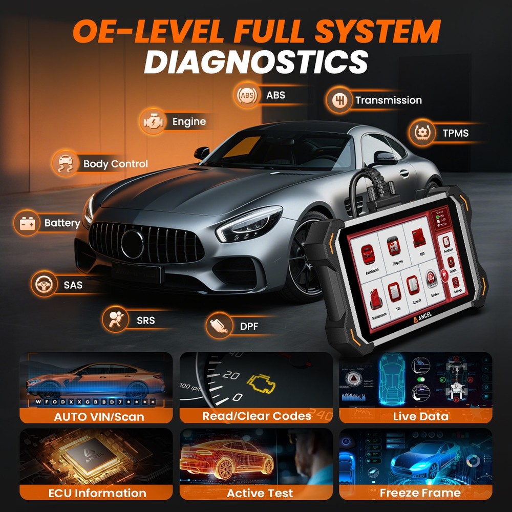 ANCEL DS600 Elite All System Bidirectional Diagnostic Scanner ECU Coding IMMO