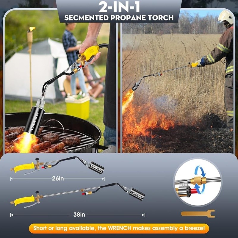High Output Propane Weed Torch W/ Piezo Ignition & Adjustable Flame Control New