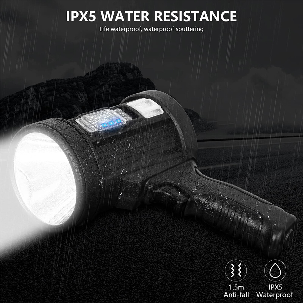LED Flashlight 200000Lm Super Bright Searchlight Rechargeable Spotlight Handheld