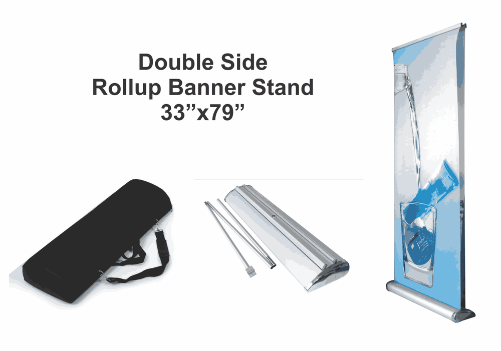 Double (2-side) Retractable Roll Up Banner Stand (Display), 33" x 79'' Free Ship