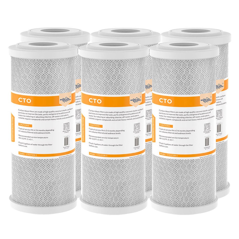 6 Pack 10"x4.5" CTO Carbon Block Water Filter Whole House Replacement Cartridges