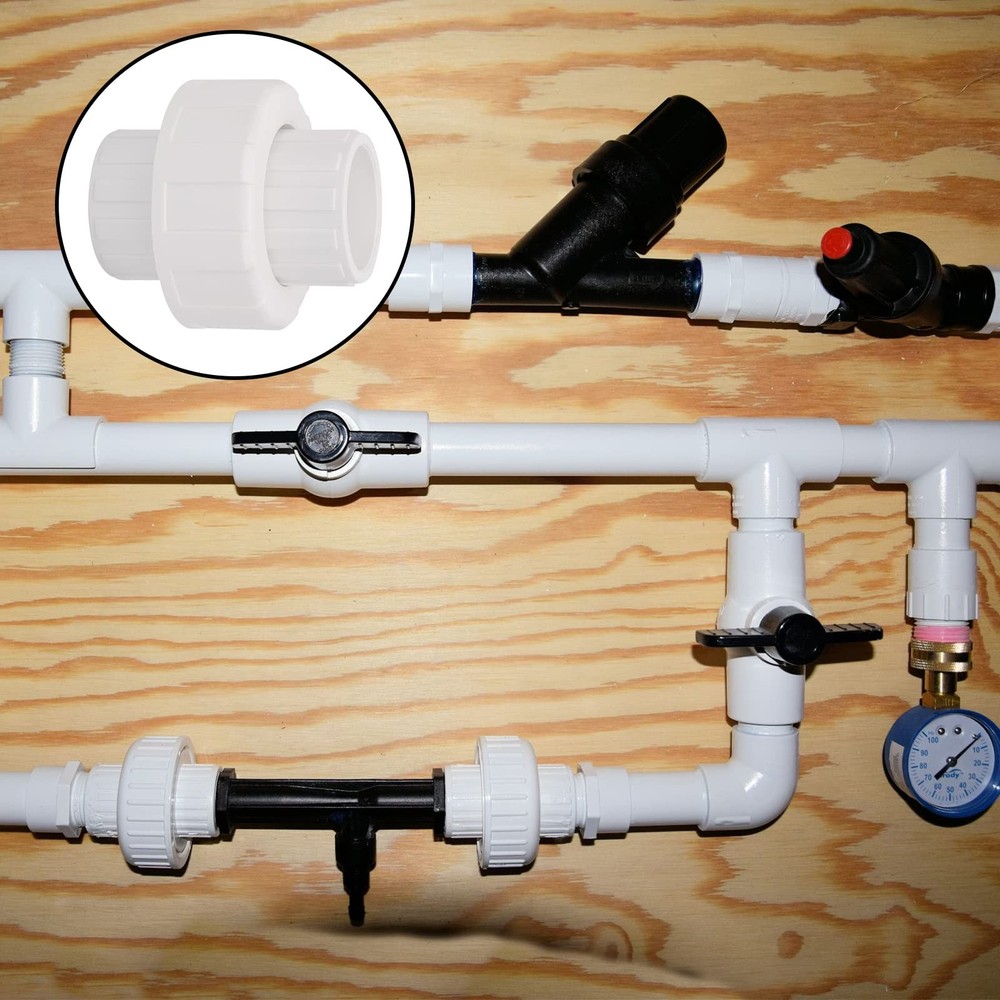 6Pcs 3/4" PVC Union Coupling Pipe Fitting (Socket x Socket) 3/4Inch, White