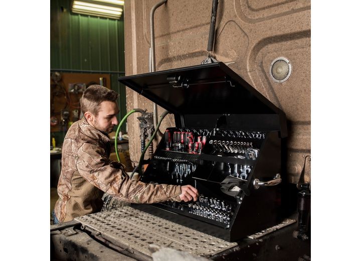 Montezuma ME300B 30" x 15" Triangle Toolbox, Steel, Black