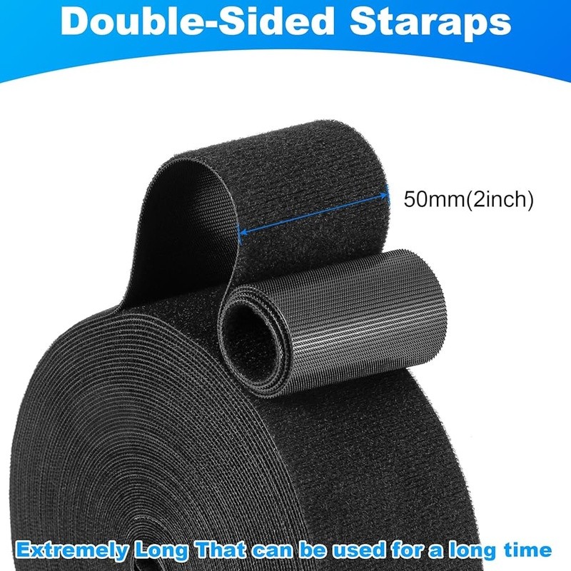 Durable Double Sided Hook & Loop Fasteners Heavy Duty Cable Organization New