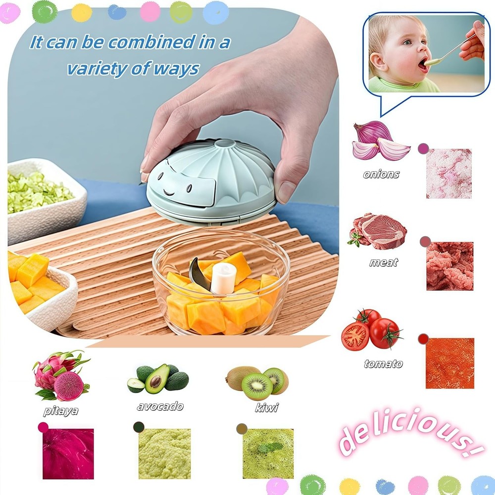 Manual Food Processor Vegetable Chopper, Mini Hand Pull String Garlic Chopper On