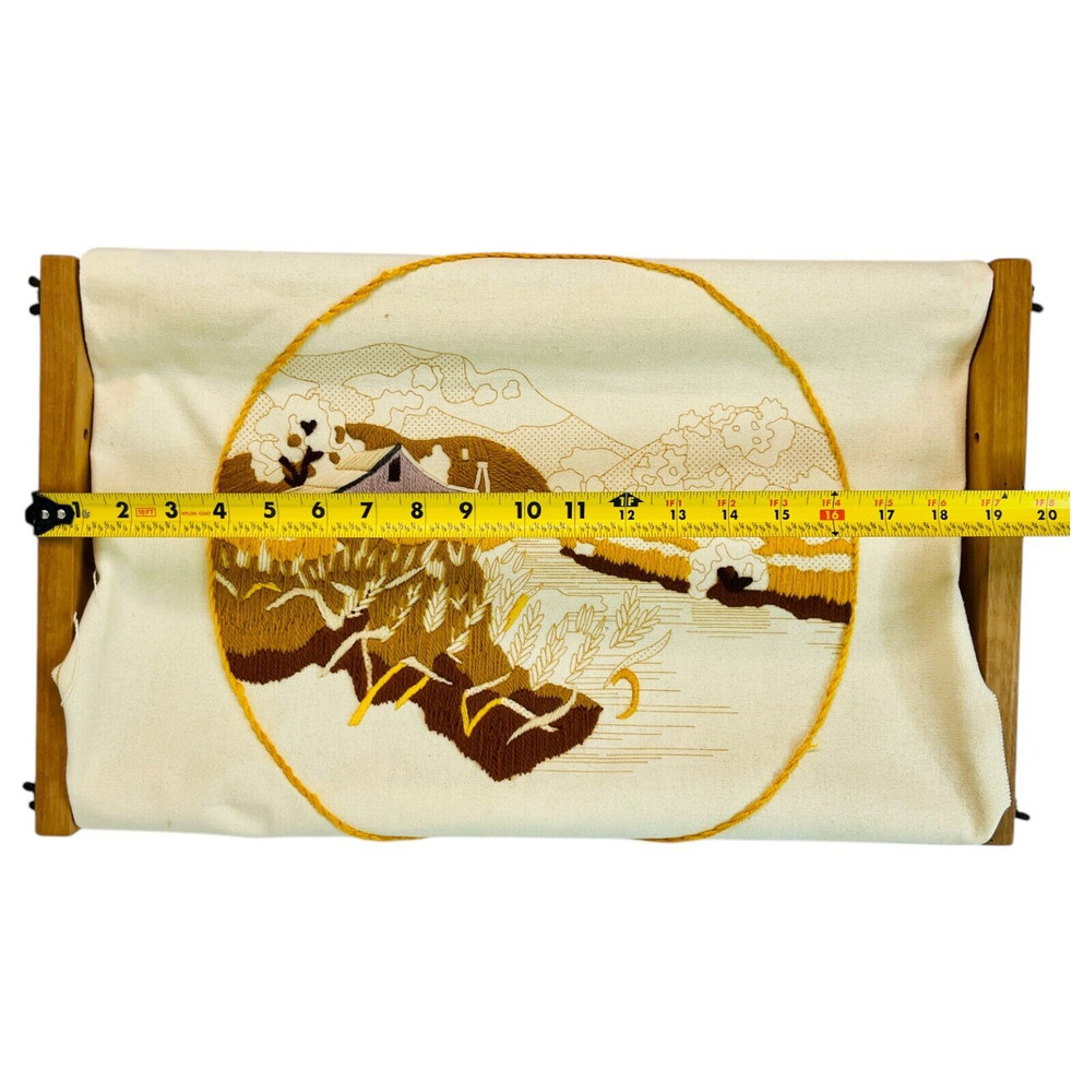 Needlepoint Scroll Frame Started Crewel Canvas #2475 Summer Wheat Fields 20 x 12