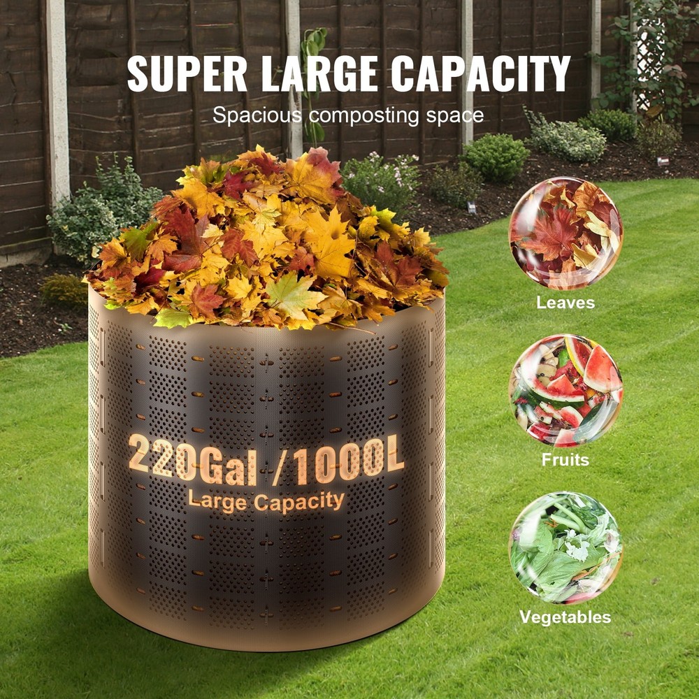 Composting Container 220Gallon,Outdoor Adjustable Compost Maker,Simple Assembly