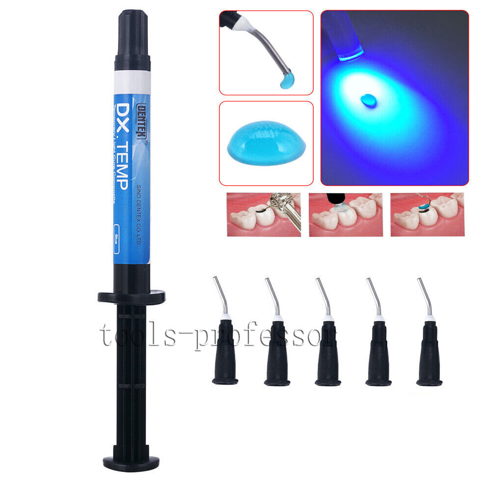 DENTEX Dental Temporary Flowable Light Cure Composite Resin Blue/Transparent