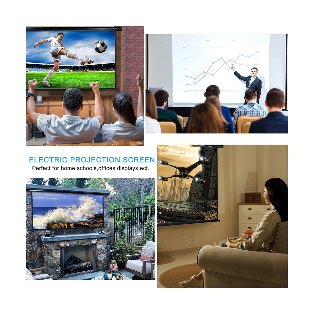 120" Motorized Projector Screen Electric Diagonal Automatic Projection 4:3 HD...