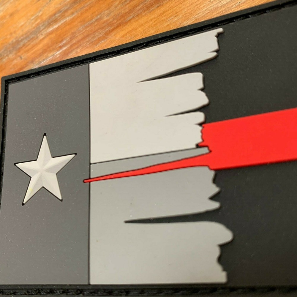 Subdued Tattered Texas State Flag Thin Red Line PVC Patch