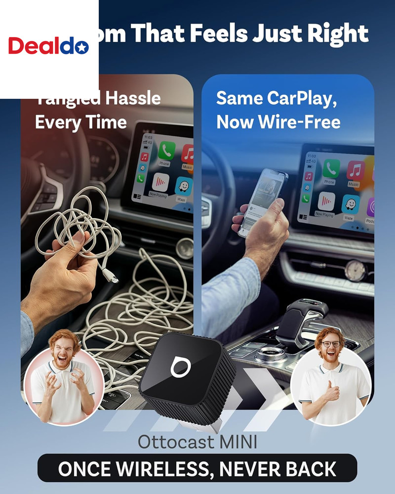 2026 Upgrade Mini Cube 3.0, 2-In-1 Wireless Carplay & Android Auto Adapter, Plug