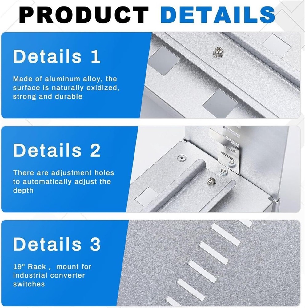 2U 19 Inch Rack Mount DIN Rail Kit - Depth Adjustable Din Rail Chassis
