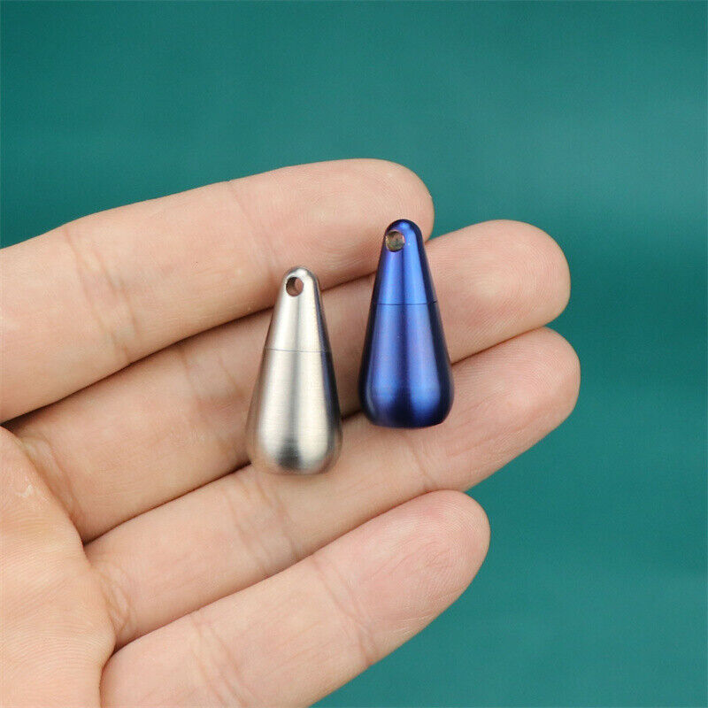 Titanium Pill Case Organizer Container Holder Waterproof EDC Keychain Pendant