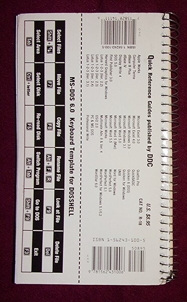 VINTAGE 1993 MS-DOS 6 QUICK REFERENCE GUIDE by KARL SCHWARTZ.