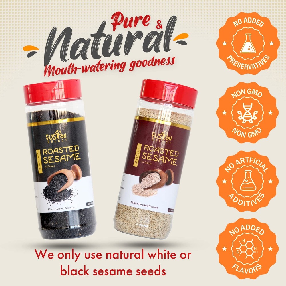 Fusion Select Roasted Black Sesame Seeds - Natural 1 pack,