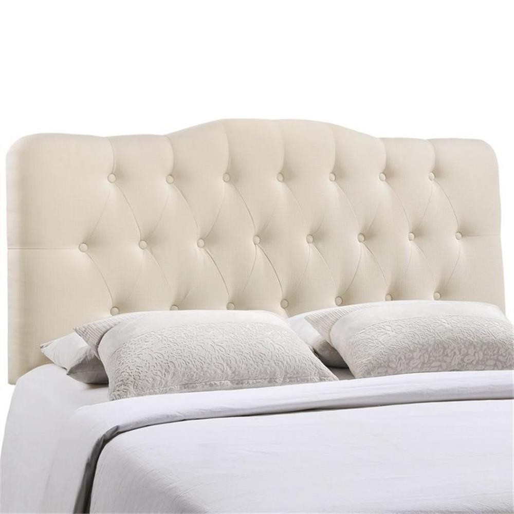 Modern Fabric Queen Tufted Panel Headboard in White