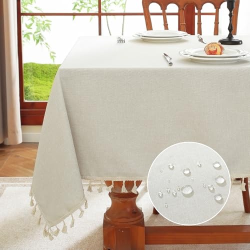 Rectangle Tablecloth, Water Resistant Tassel Table 36" x 36" (Square) Ivory