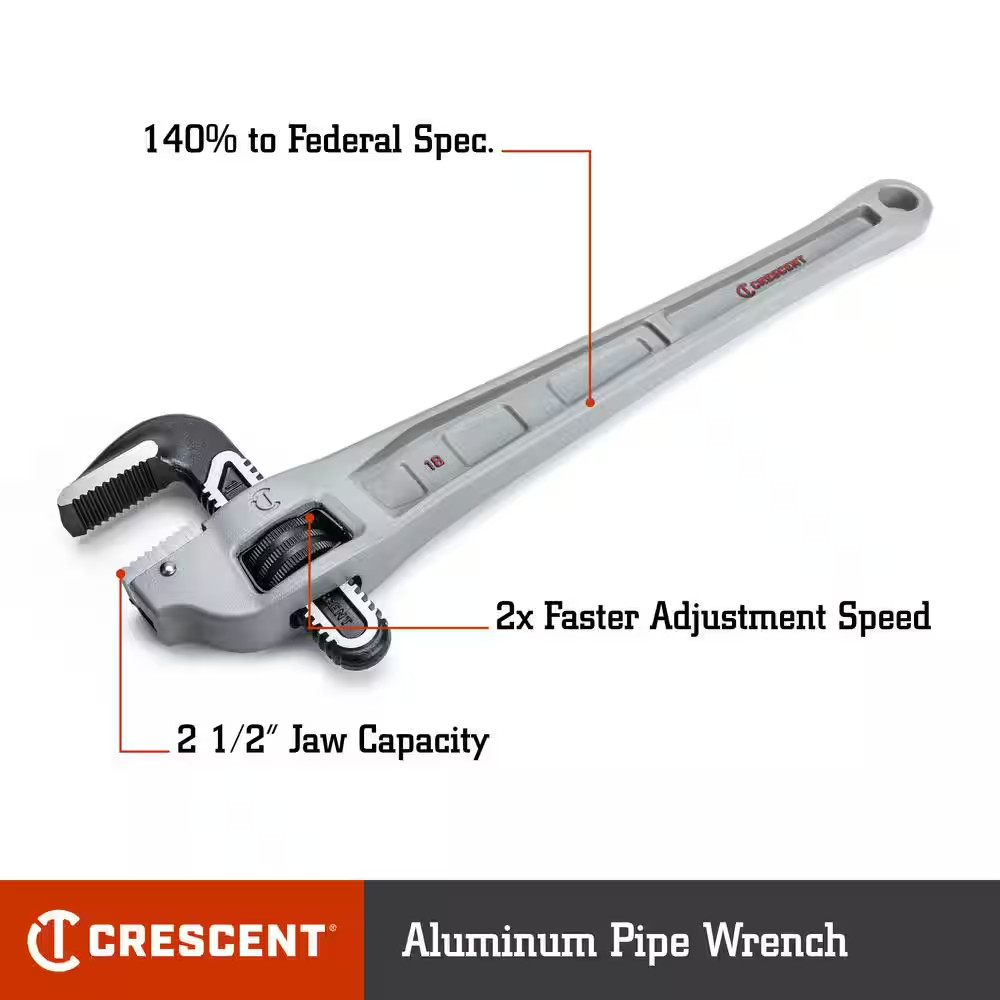 18 In. Aluminum Offset Handle Pipe Wrench