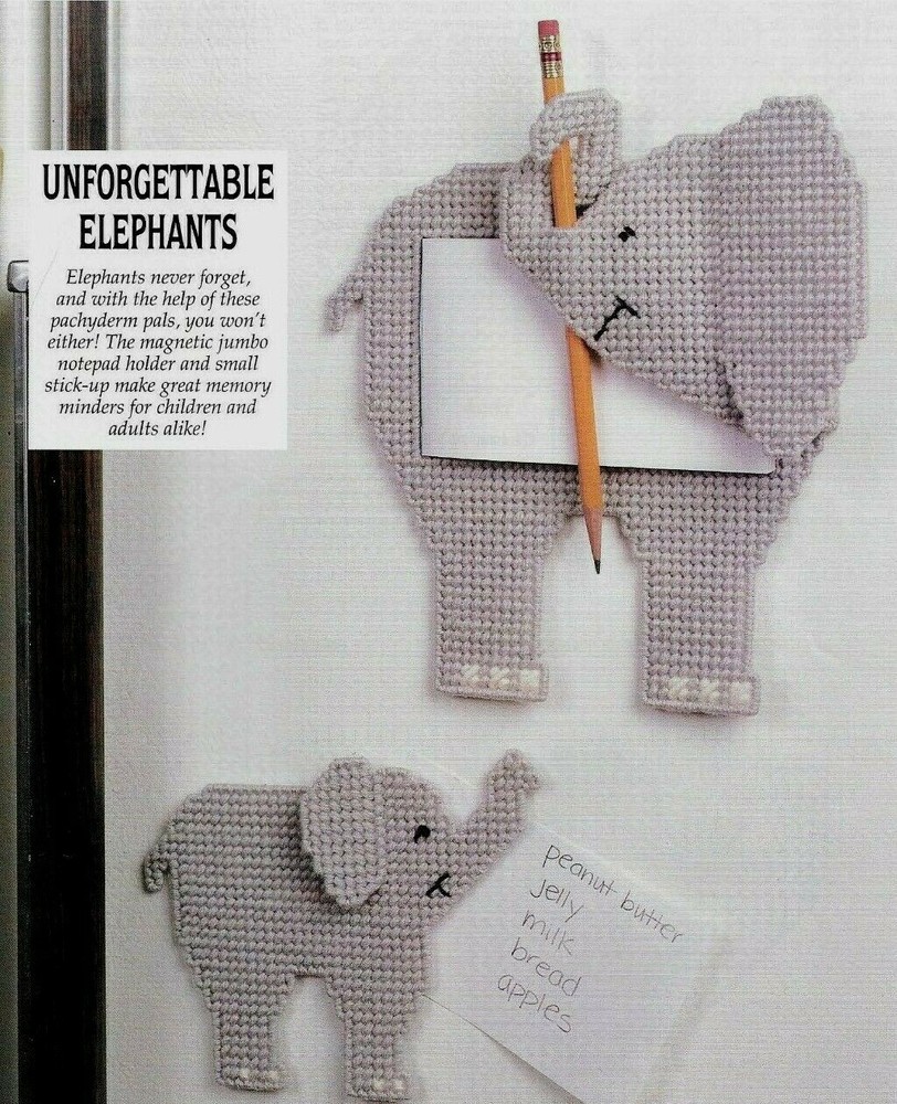 UNFORGETTABLE ELEPHANTS MAGNET MEMO HOLDERS PLASTIC CANVAS PATTERN INSTRUCTIONS