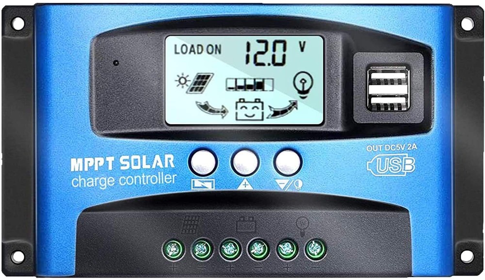 40-100A 12V/24V Solar Panel Charge Controller Regulator with Dual USB Ports LCD