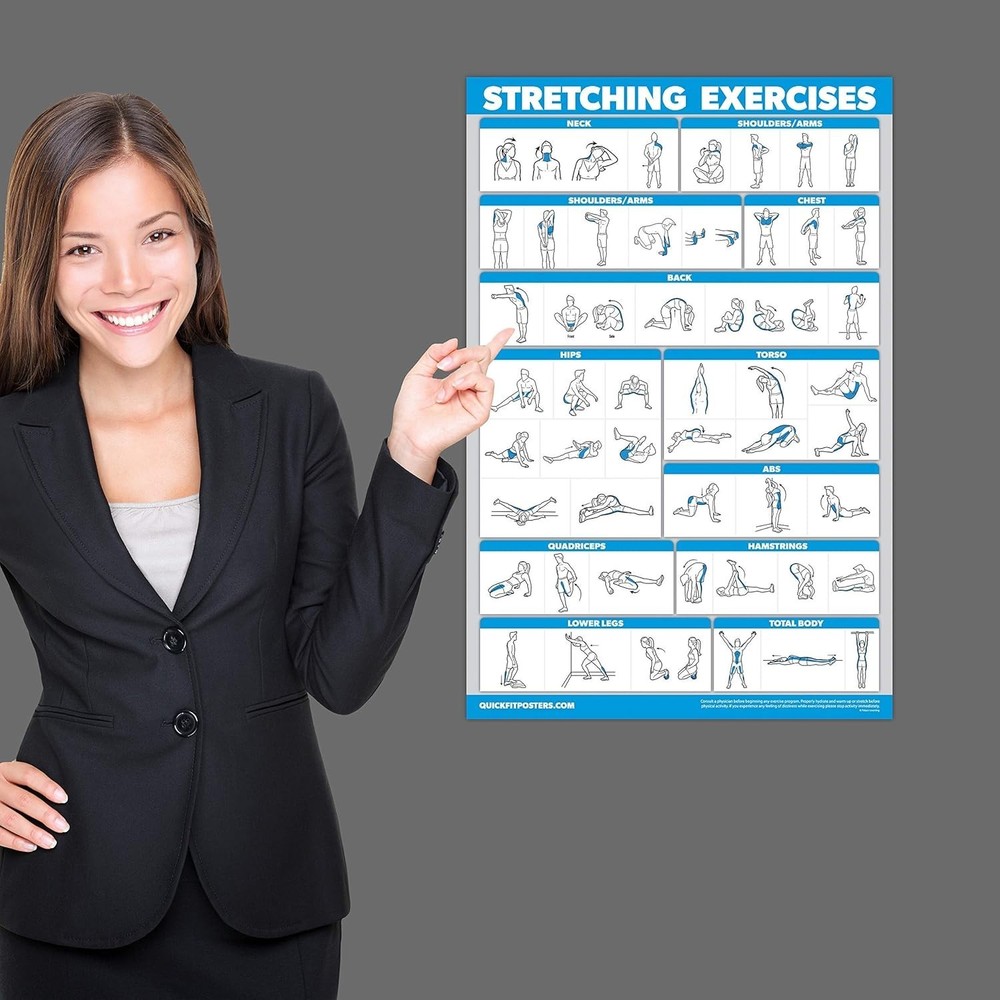 Stretching Workout Exercise Poster - Stretch Routine (Laminated, 18" x 24")