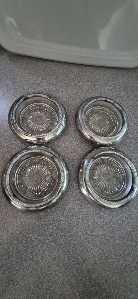 Silver Glass Coaster Set