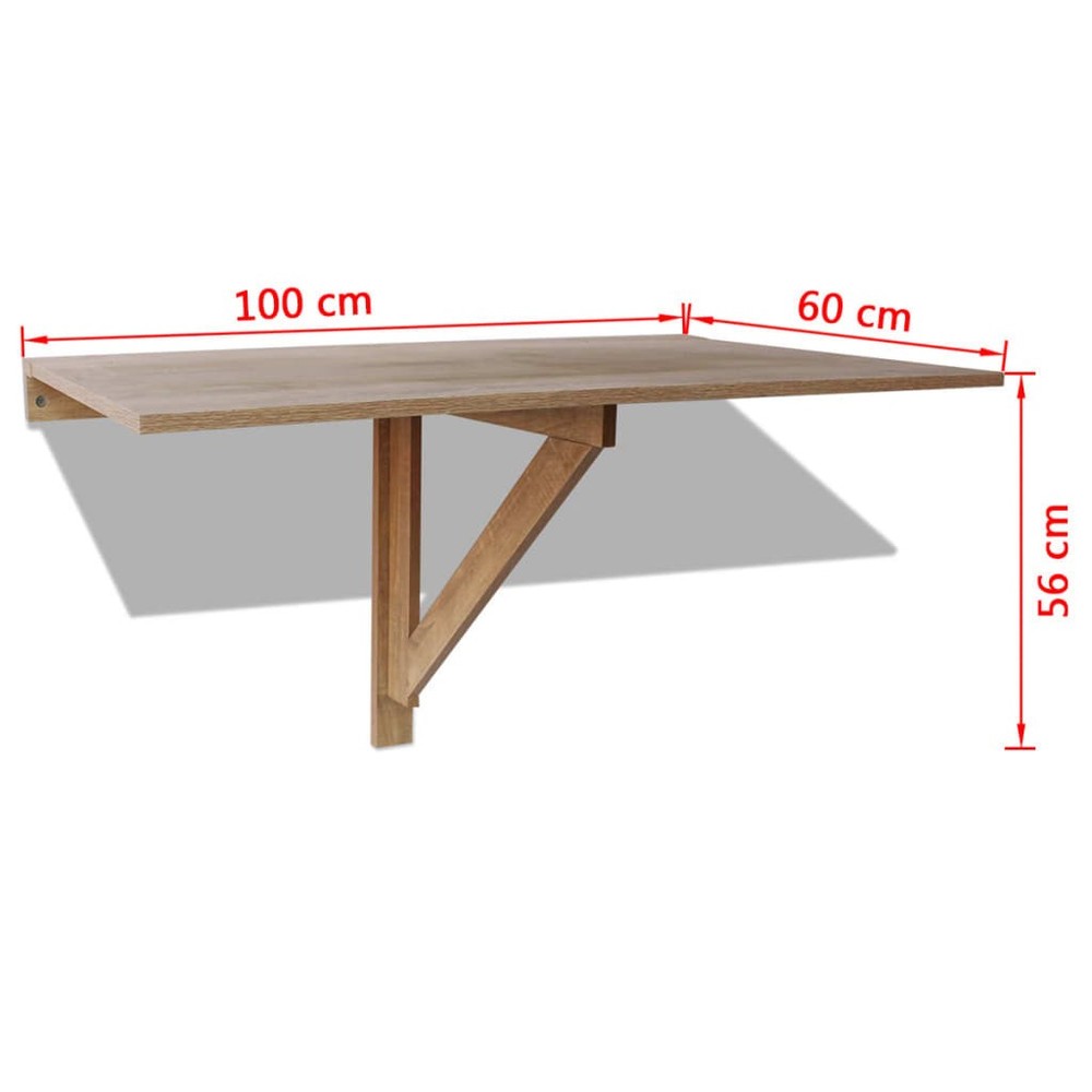 NNEVL Folding Wall Table Oak 100x60 cm