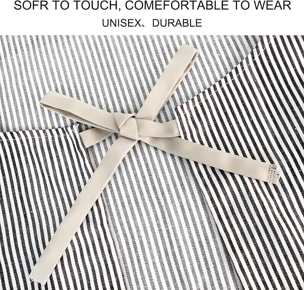 2 Pack Apron, Cooking Kitchen Aprons, Adjustable Black/Brown Thick Stripes