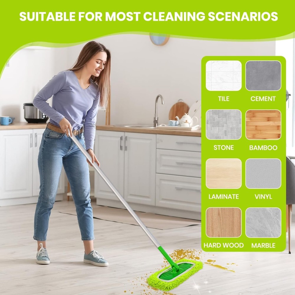 8 Pack Chenille Mop Refill Pads, Reusable Microfiber Mop Pads for 10''–12'' Flat