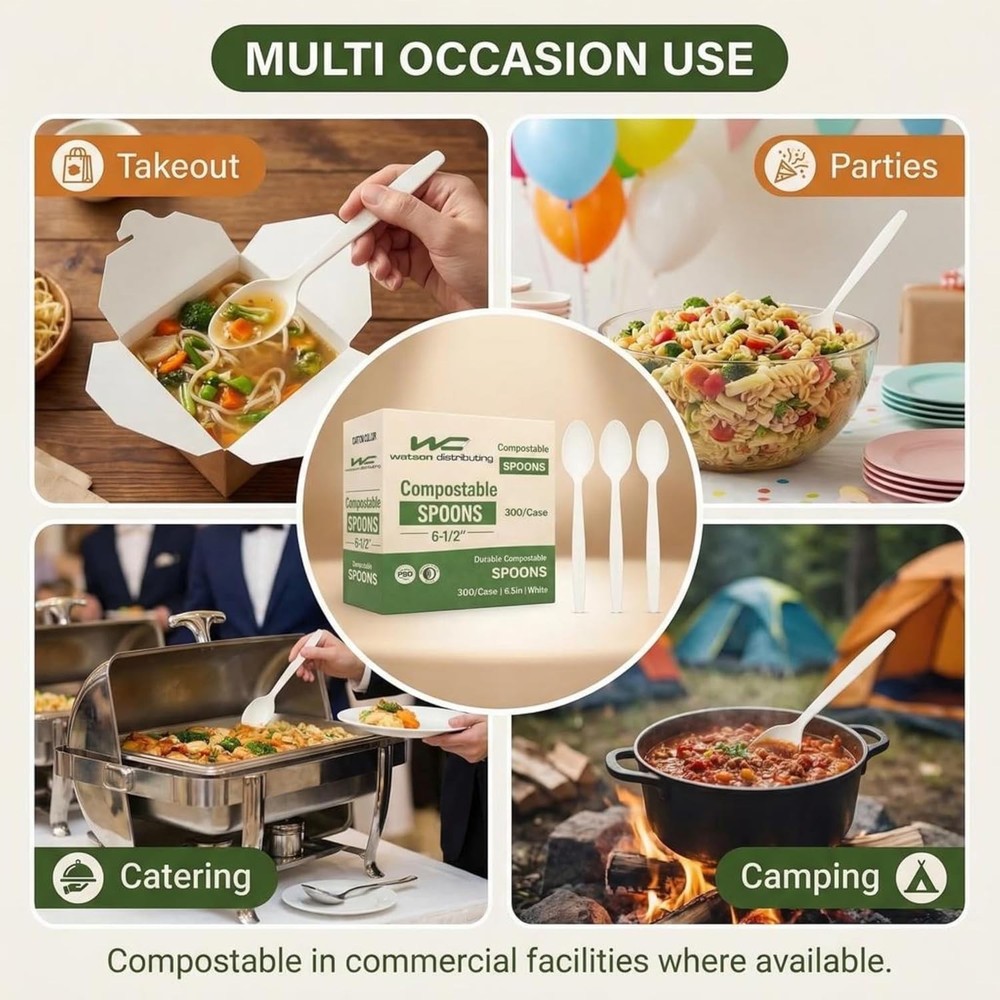Watson Distributing Heavy Duty Disposable Spoon White 6.5 Inch - 100/Case