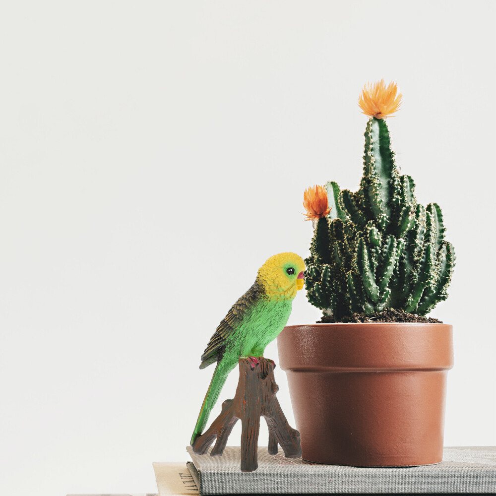 Artificial Parrot Figurine Lifelike Bird Model Standing Statue Decorative Model