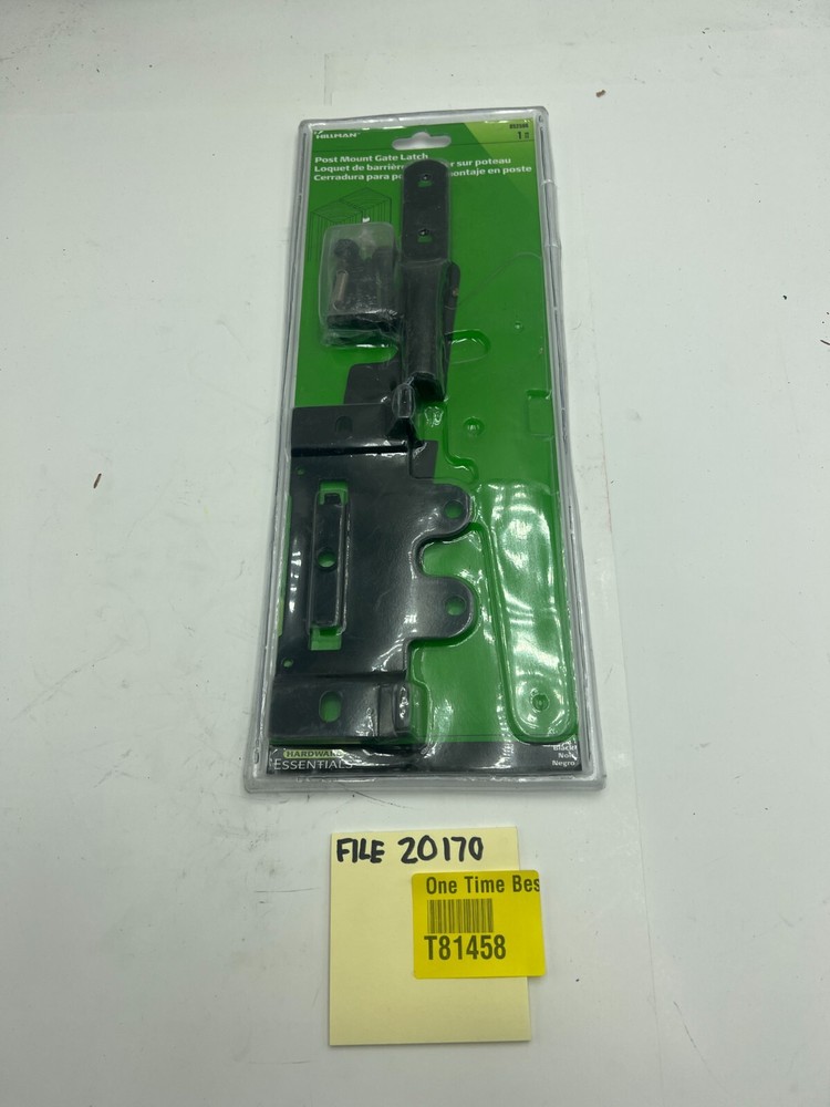 Hillman 852506 Post Mount Gate Latch Hillman Black Finish Hardware