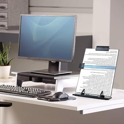 Metal Desktop Document Book Holder with 7 Adjustable Positions () Black
