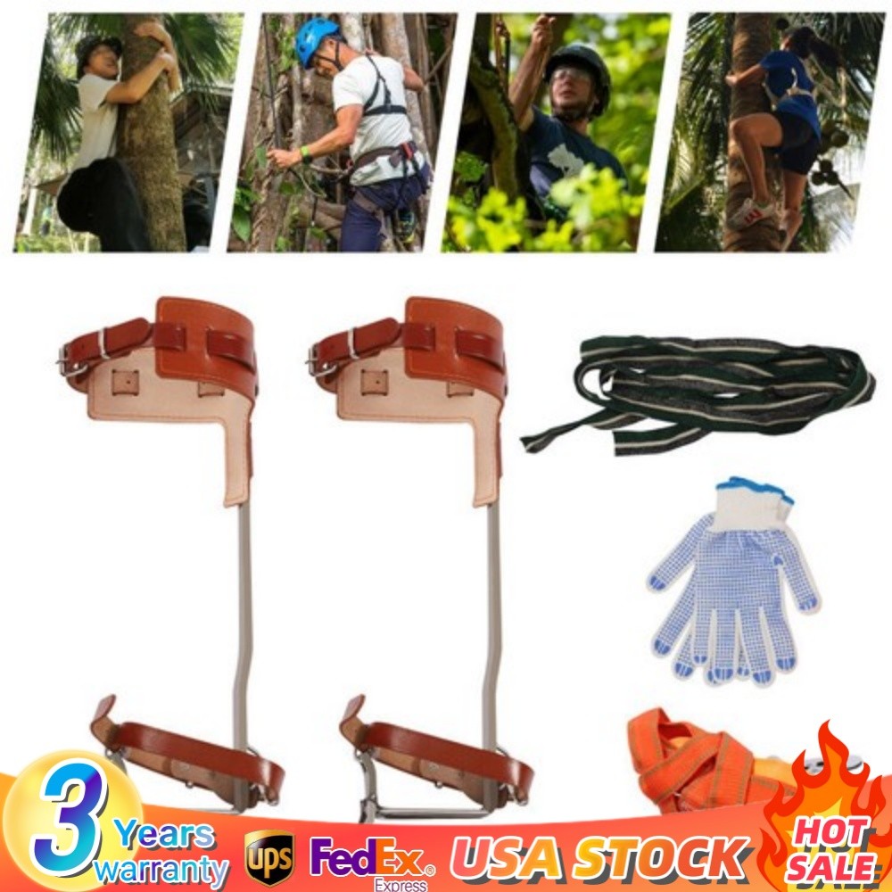 Adjustable Tree Climbing Spike Set Pole Climbing Spurs Tool Climber Strap Gaffs