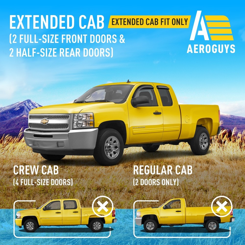 Rain Guards Vent Visors Shade for 2007-2013 Chevy Silverado Extended Cab