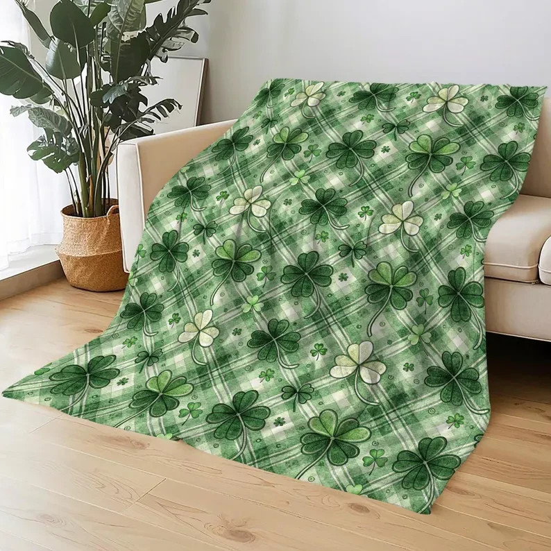 Shamrock Throw Blanket Custom Name Personalized St Patrick's Day Gift
