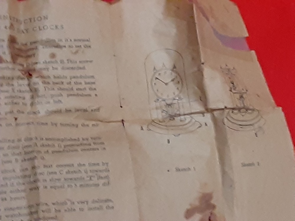 OLD Kundo Clock INSTRUCTION SHEET poor condition 5w6