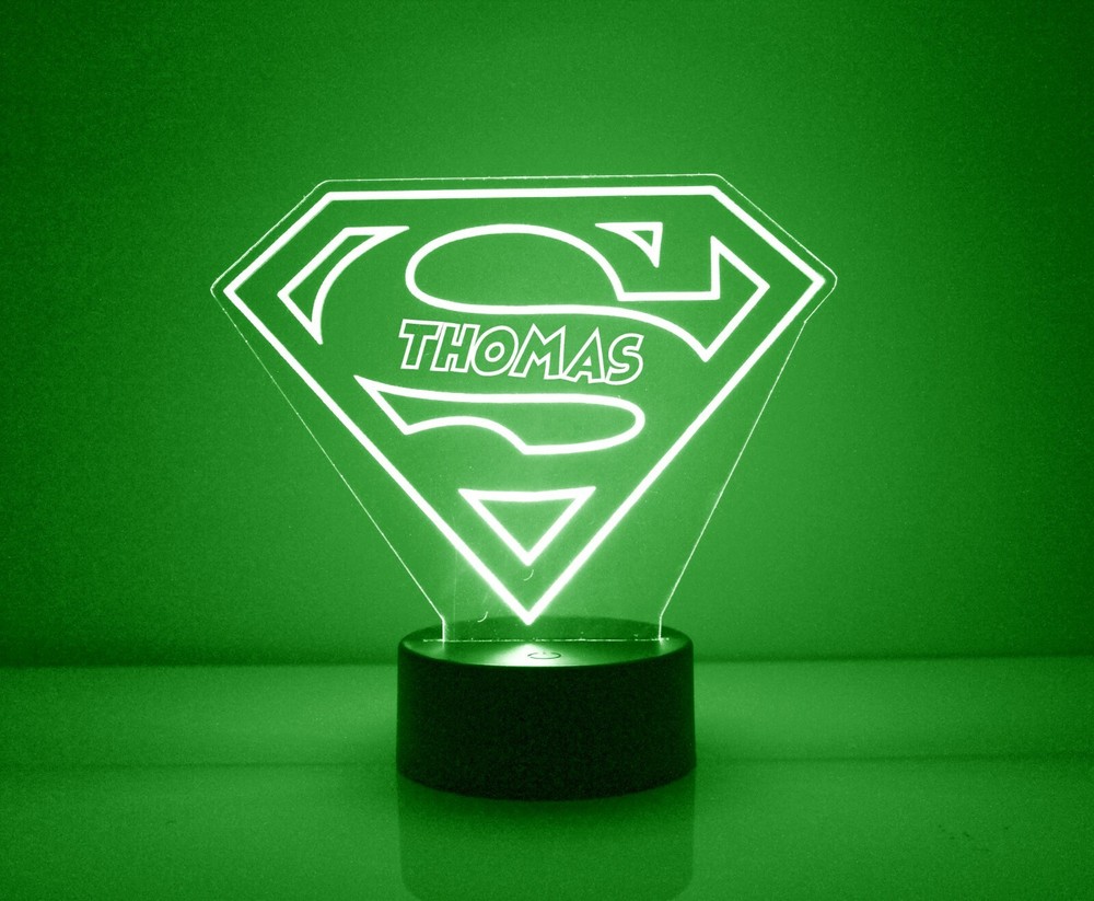 Superman Personalized FREE Superhero LED Night Light Lamp with Remote Control