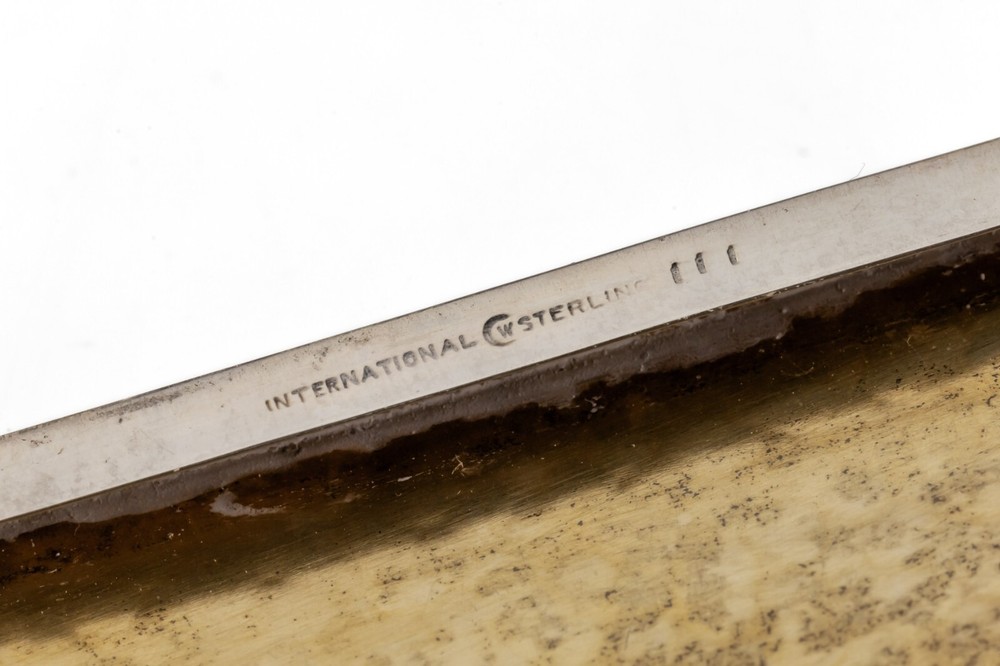 International Sterling Hammered Cigarette Case with Monogram Great Condition