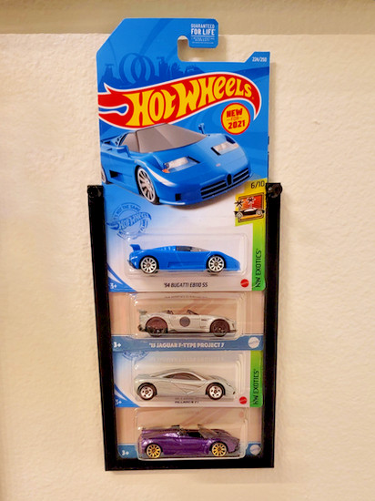3-Pack Wall Mount Display for Small Die-Cast Scale Model Cars