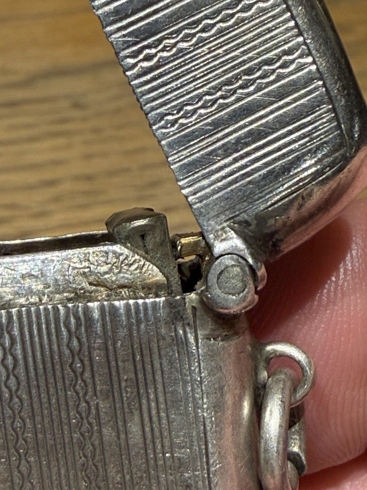 Edwardian Solid Silver Vesta Case Birmingham 1904 Engine Turned 38.5g Antique