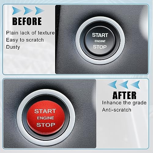 Engine Start Stop Button Cover One Click Push Start Button Trim Sticker Red