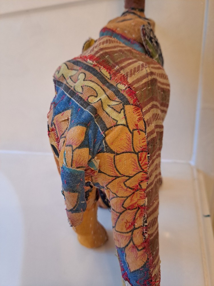 Antique Vintage Indian Patchwork Embroidered Stuffed Elephant Boho