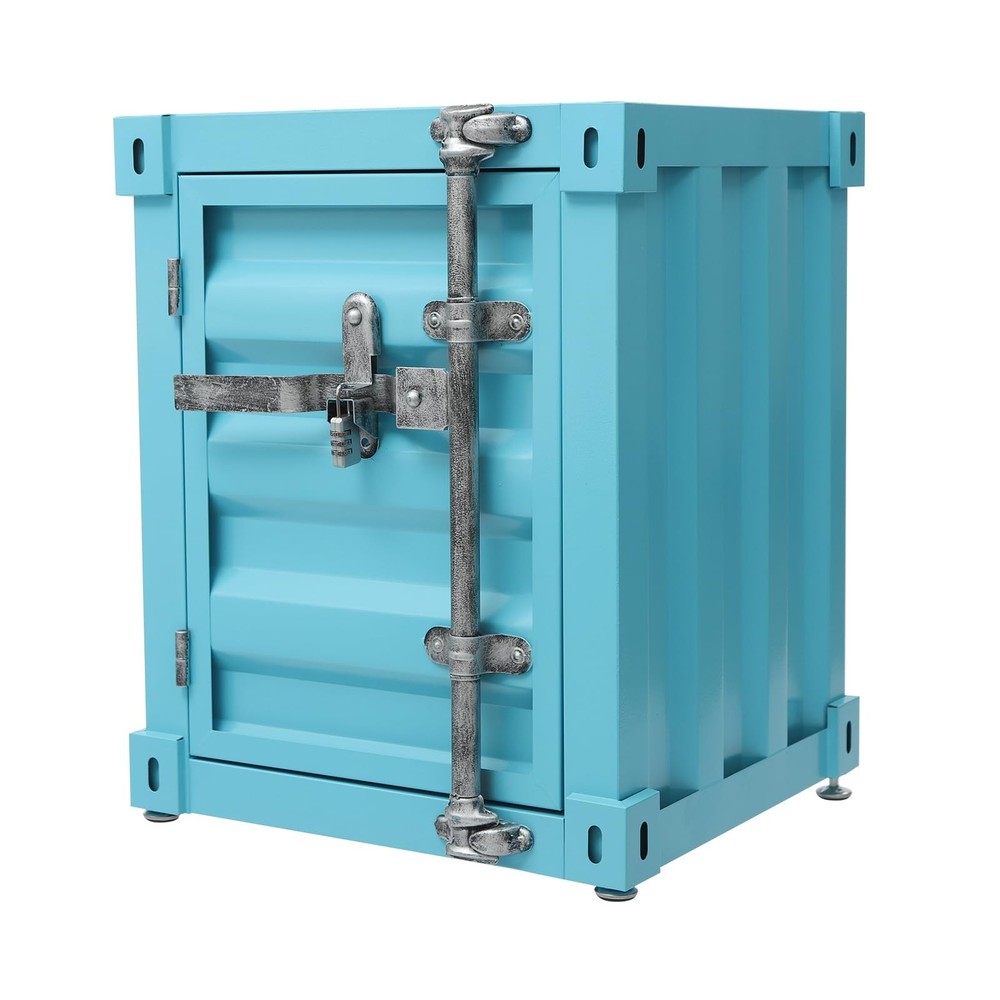 Floorstanding Side Table, Industrial Style Container Cabinet, Iron Bedside Table