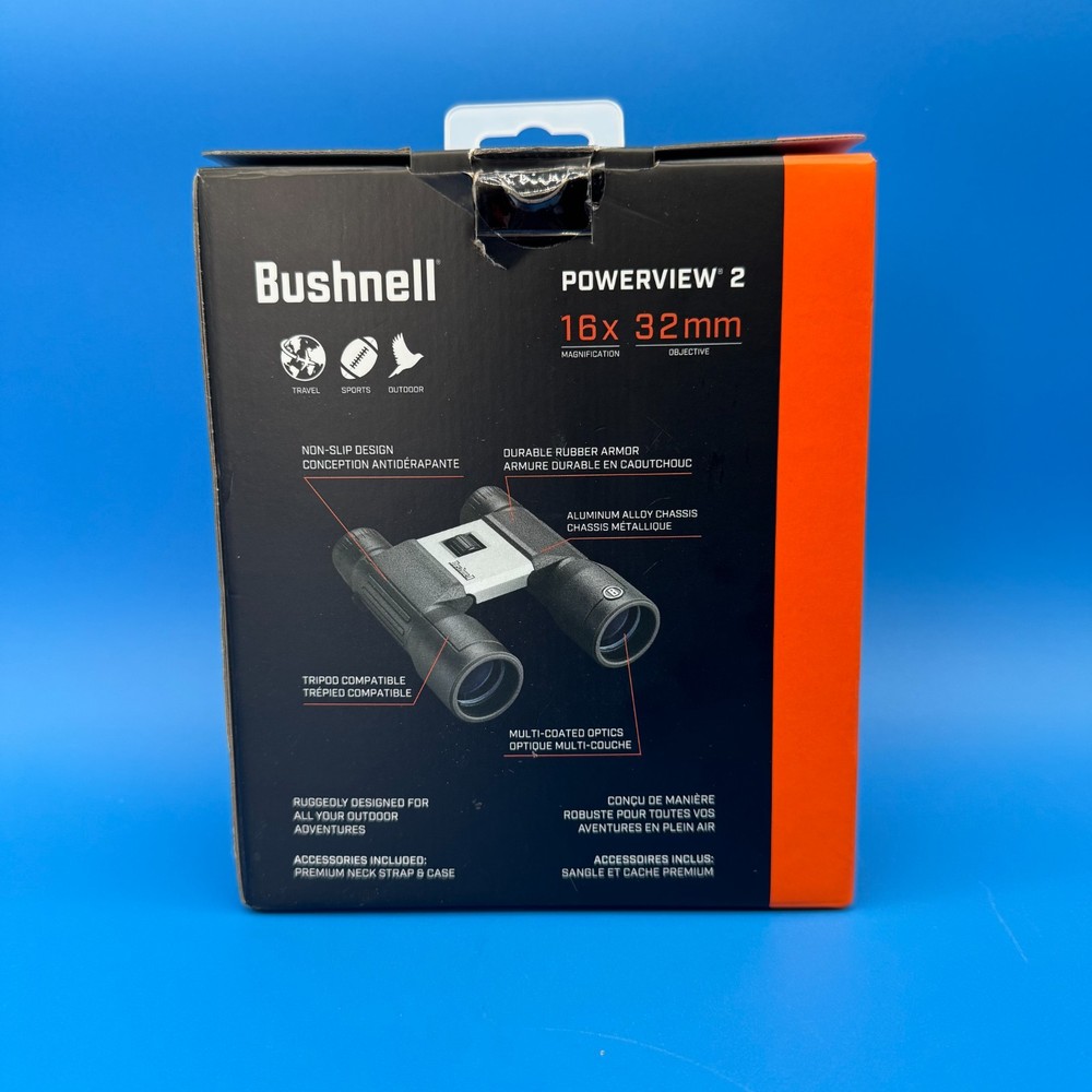 Bushnell Poweview 2 Black Binoculars Durable Lightweight Easy Grip Sharp Focus