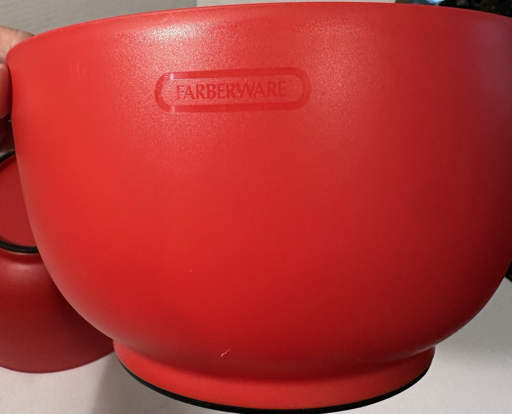 Farberware 2 Piece Prep and Mixing Plastic Bowl Set Red 3.5 Quart & 4.5 Quart