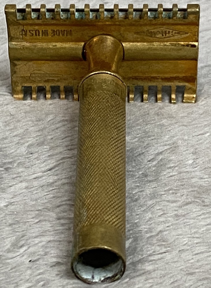 Vintage SCHICK Brass Safety Razor Handle