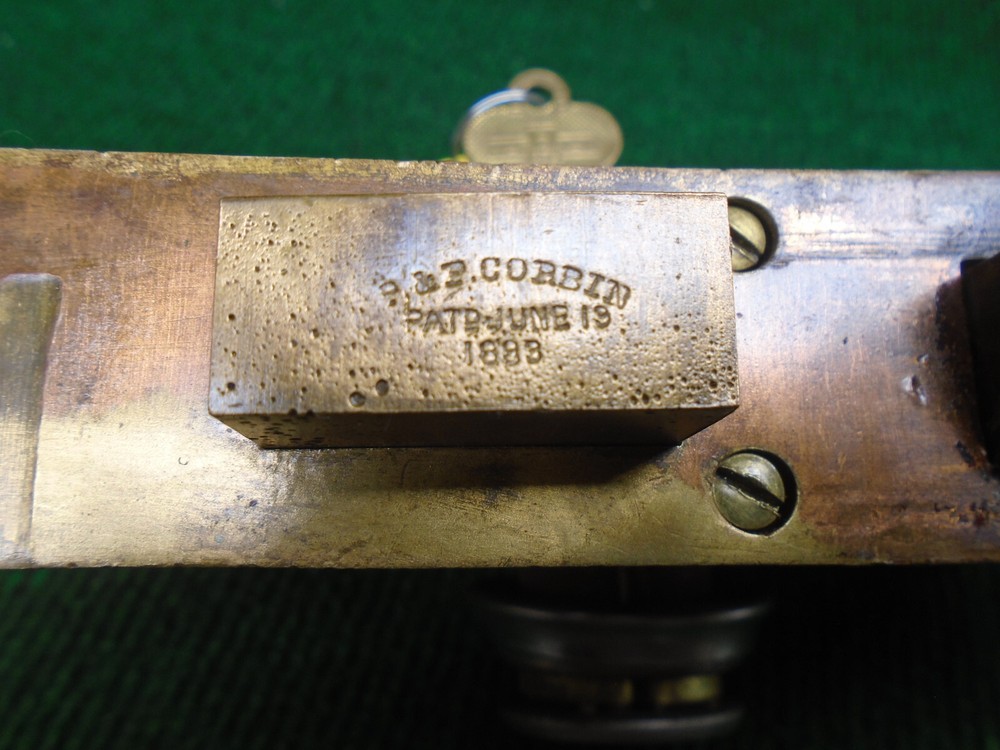 CORBIN # 188 ENTRY MORTISE LOCK DOUBLE THUMB SET, DOUBLE CYLINDERS NICE (9430)